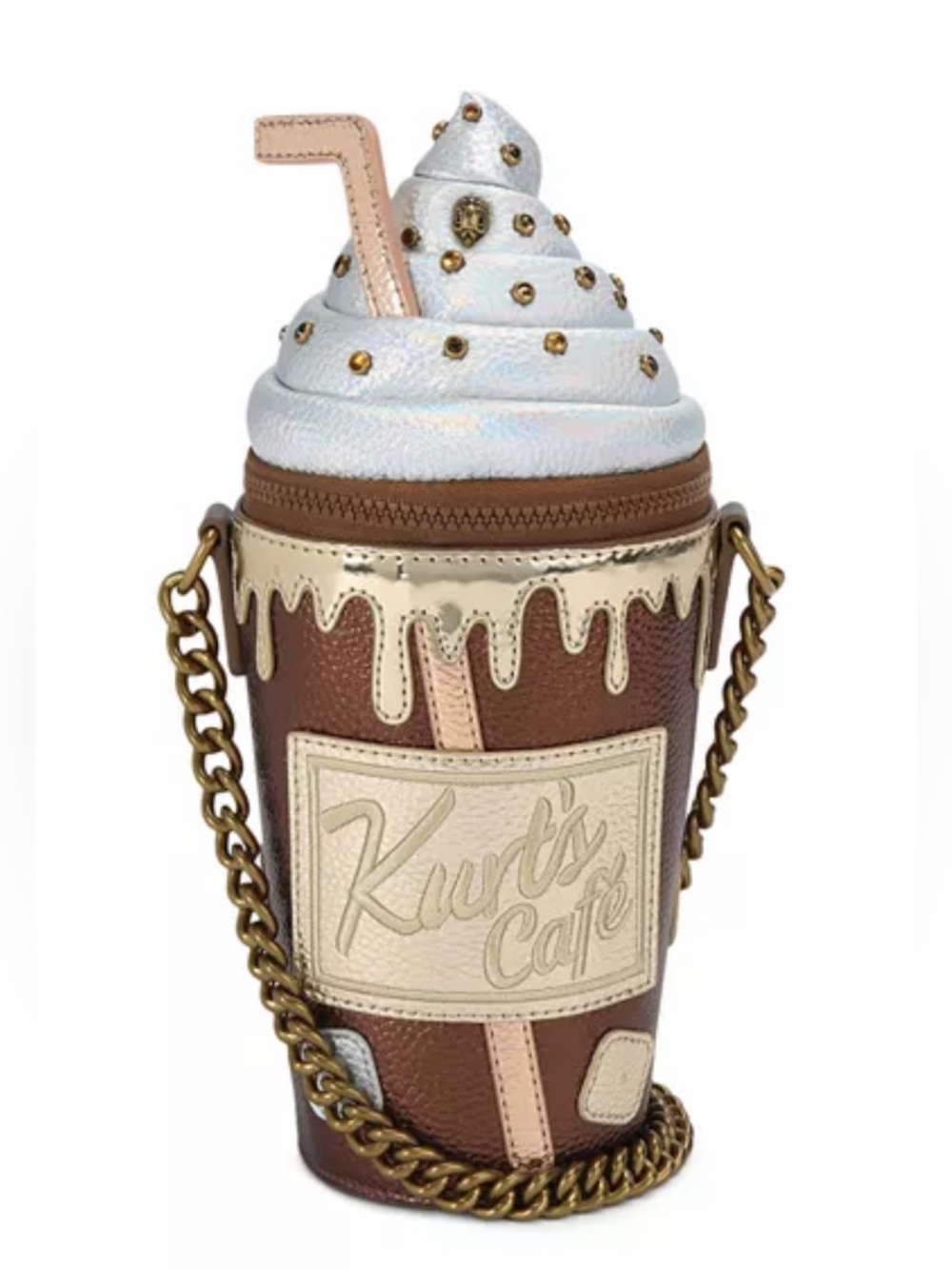 Kurt Geiger Ice Cream Cone Crossbody Bag — Brown, White & Gold